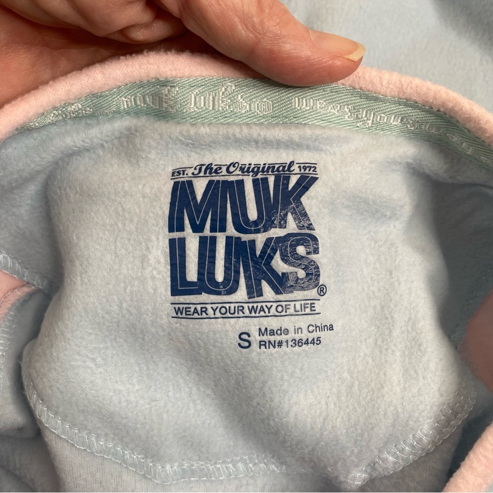 NWT Muk Luks The Original Fleece Henley Pajama Top Blue/Pink Small - Picture 4 of 6